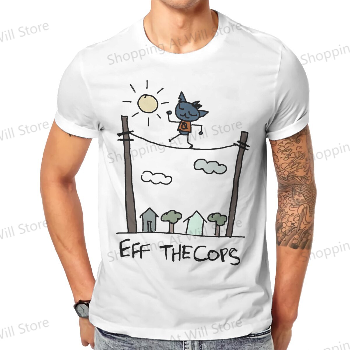 Summer Clothing Drawing - Camiseta de Manga Curta Masculina e