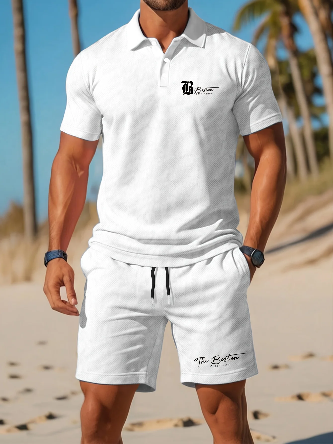 Summer Clothes Fashion - Conjunto de Camisa Polo Masculina Nova