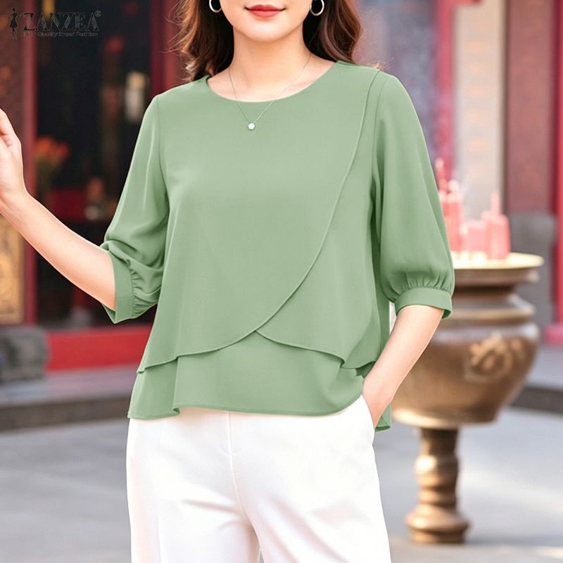 Summer Clothing Work - 2026 ZANZEA Blusa Feminina de Verão