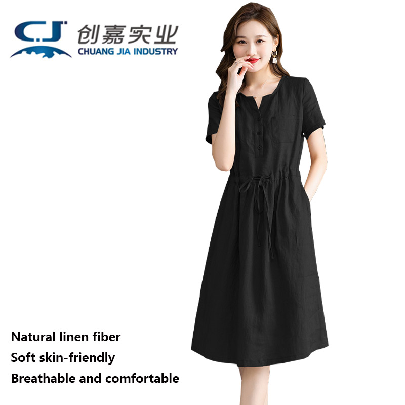 Summer Clothing Drawing - Vestido Feminino de Linho Puro com