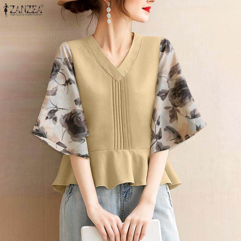 Summer Clothing Work - ZANZEA Blusa feminina de verão com