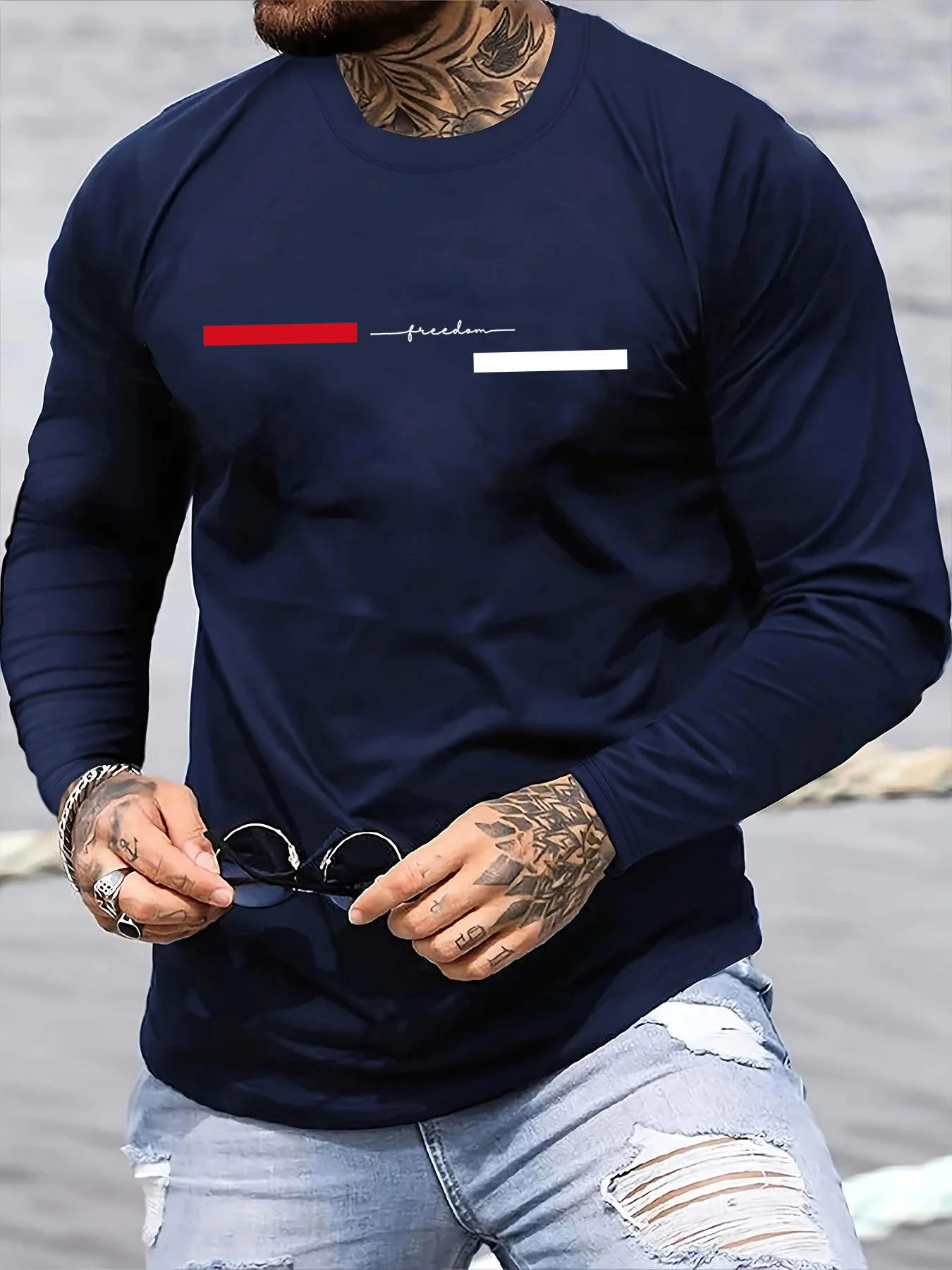 Summer Clothing Trend - Camiseta masculina de manga comprida com