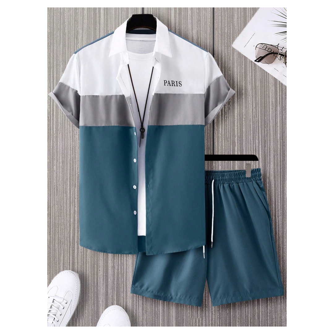 Summer Clothes Fashion - Conjunto Masculino de Moda Azul e