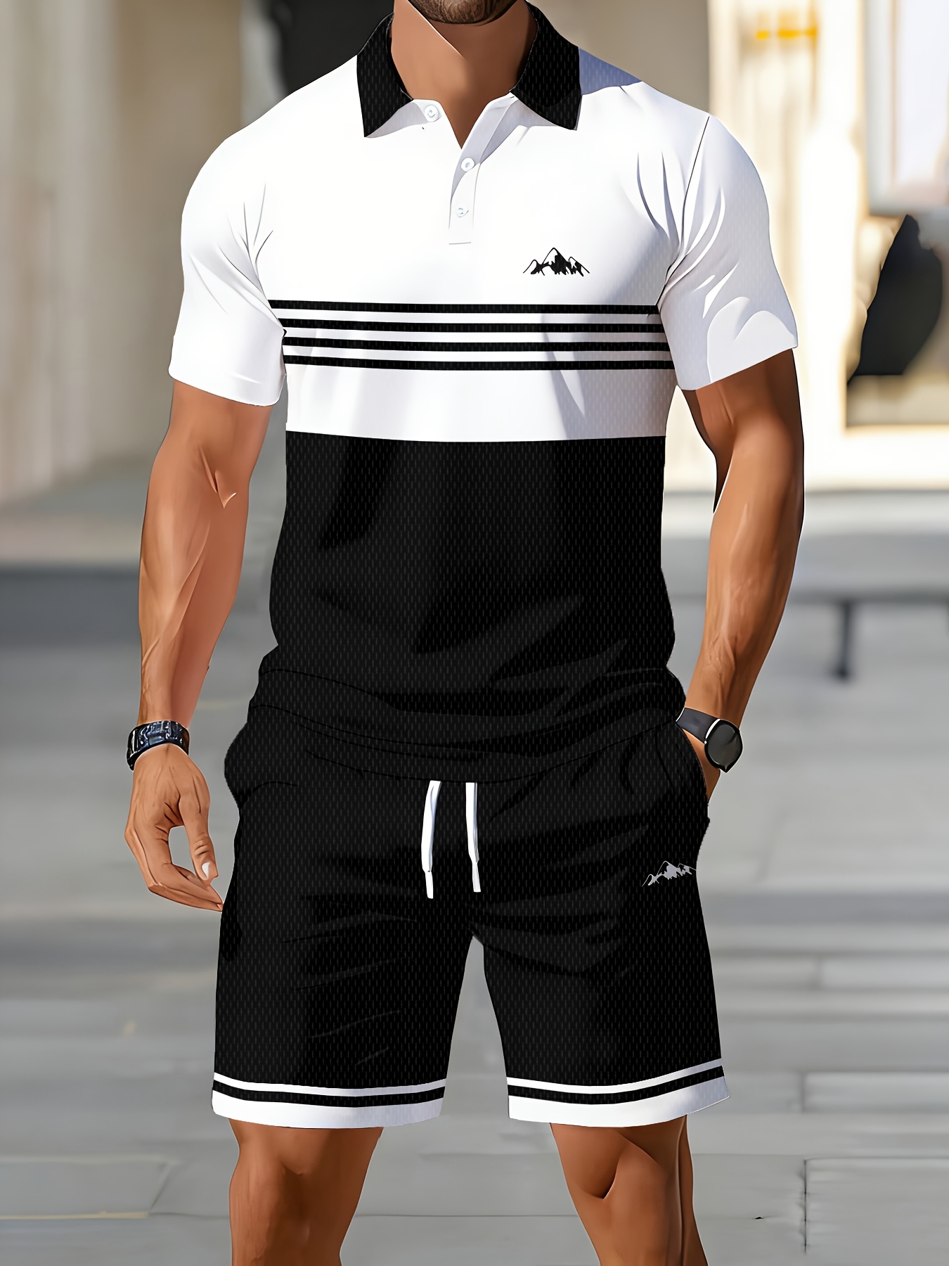 Summer Clothing Design - Conjunto de Camisa Polo Masculina Verão
