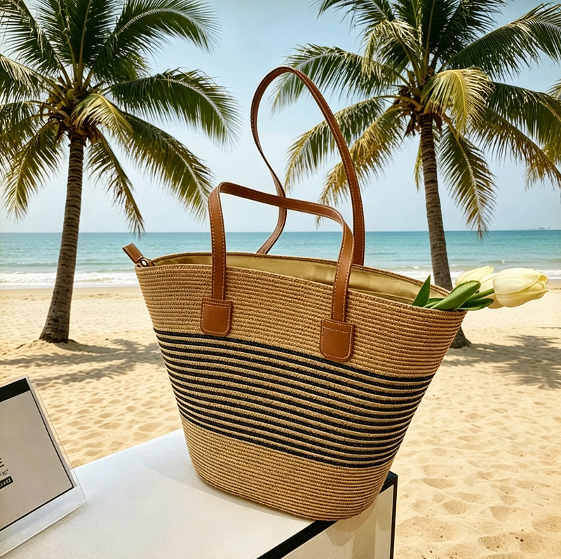 CLAREGQI Bolsa feminina listra - Beach Bag Straw avaliação e preço